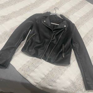Faux leather moto jacket